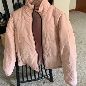 Jacket# non stretch# zipper# pink colour